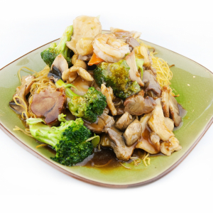 53. Assorted Meat with Chinese Greens Chow Mein